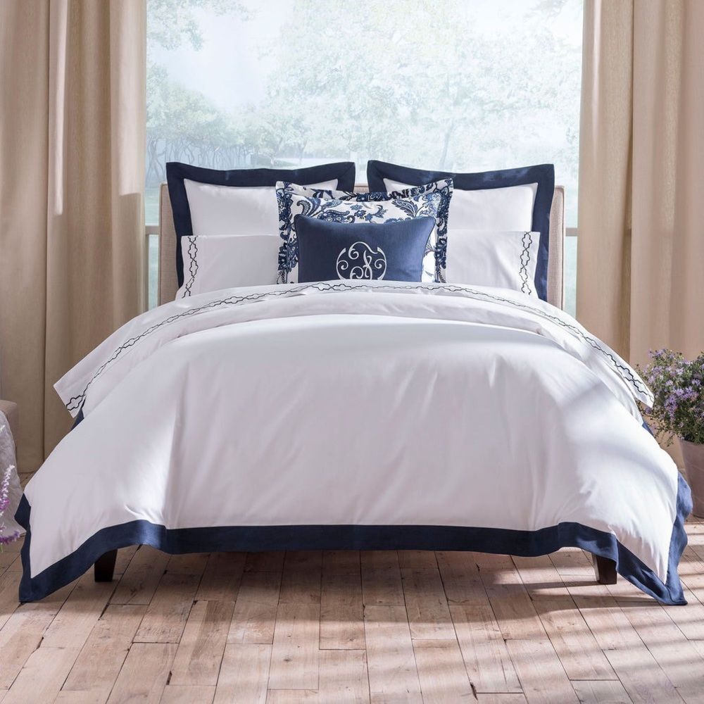 Peacock Alley Mandalay Linen Cuff Duvet Cover, NWT, Queen